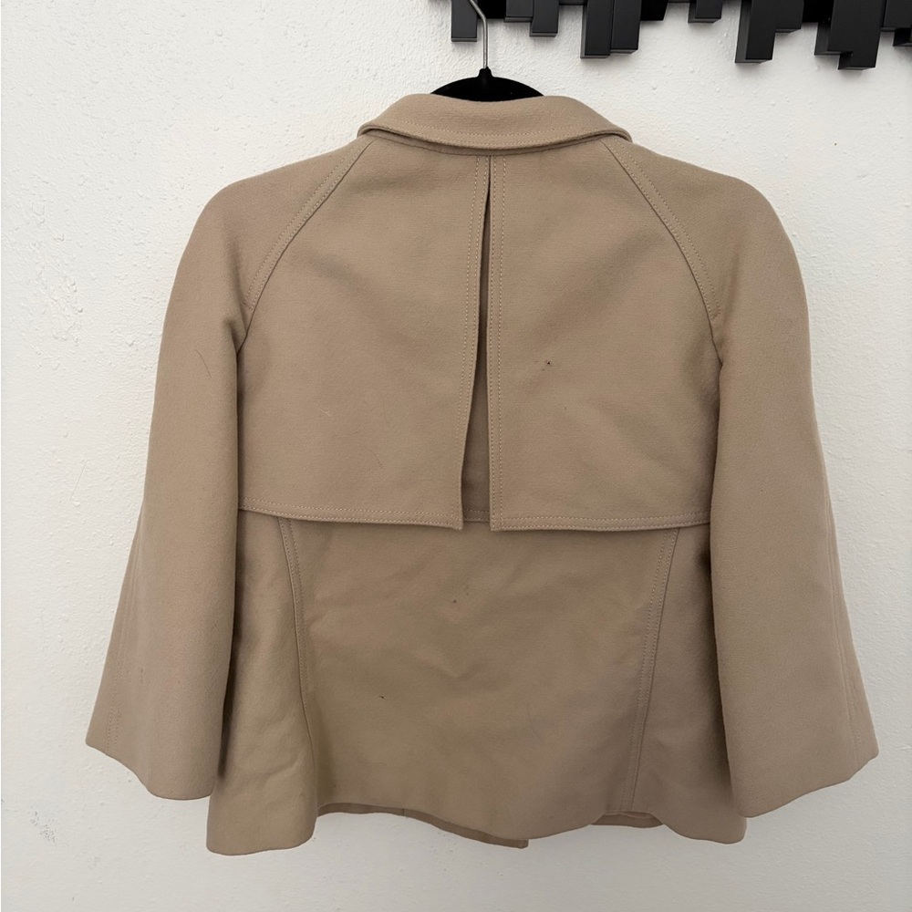 Burberry Peacoat Women 6 Beige Crop Waist Length Wool Cashmere 3/4 Sleeve *FLAWS - Picture 7 of 12
